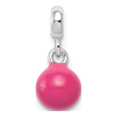 Sterling Silver Hot Pink Enamel Enhancer Bead