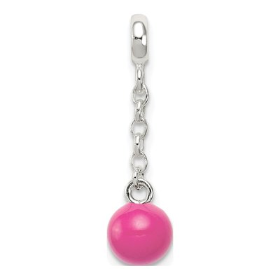 Sterling Silver Hot Pink Enamel Dangle Enhancer Pendant