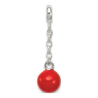 Sterling Silver Red Enamel Dangle Enhancer Pendant