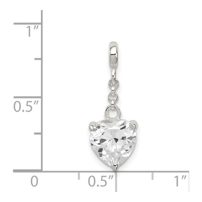 Sterling Silver CZ Heart Dangle Enhancer Pendant – view 3