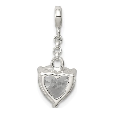 Sterling Silver CZ Heart Dangle Enhancer Pendant – view 4