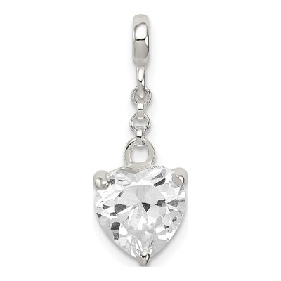 Sterling Silver CZ Heart Dangle Enhancer Pendant
