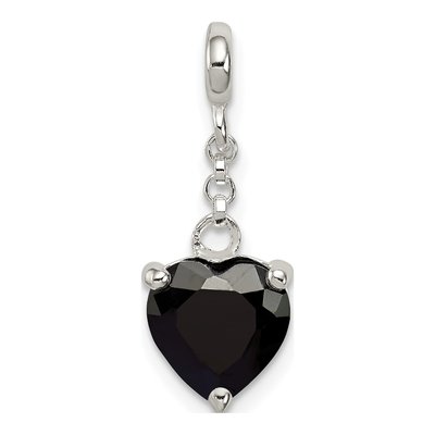 Sterling Silver CZ Heart Dangle Enhancer Pendant