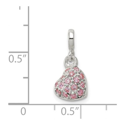 Sterling Silver CZ Puffed Heart Enhancer Pendant – view 3