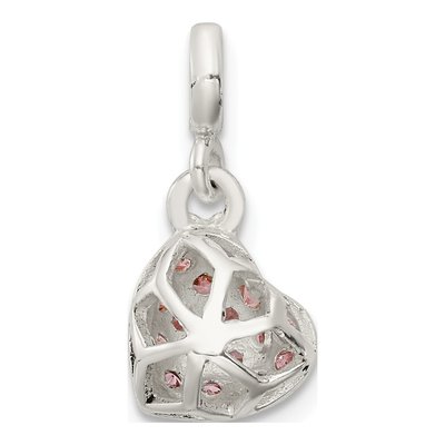 Sterling Silver CZ Puffed Heart Enhancer Pendant – view 4
