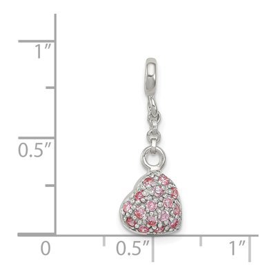 Sterling Silver CZ Puffed Heart Enhancer Pendant – view 3