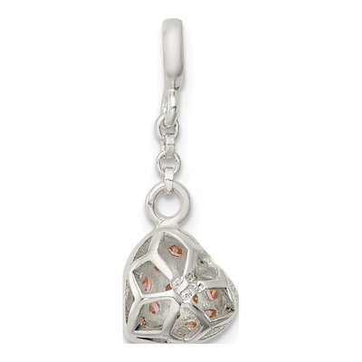 Sterling Silver CZ Puffed Heart Enhancer Pendant – view 4
