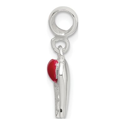 Sterling Silver Red Enamel Heart Wings Pendant – view 2
