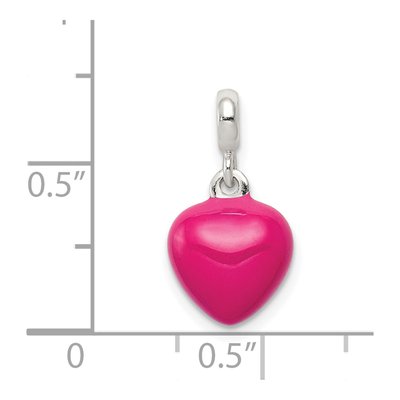 Sterling Silver Pink Enamel Heart Enhancer Pendant – view 3