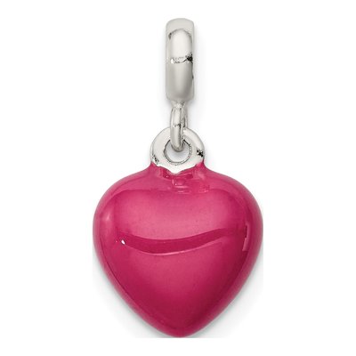 Sterling Silver Pink Enamel Heart Enhancer Pendant – view 4