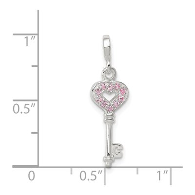 Sterling Silver CZ Key Pendant – view 3