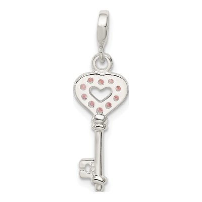 Sterling Silver CZ Key Pendant – view 4