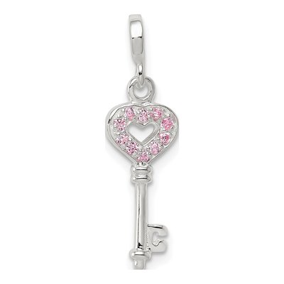 Sterling Silver CZ Key Pendant