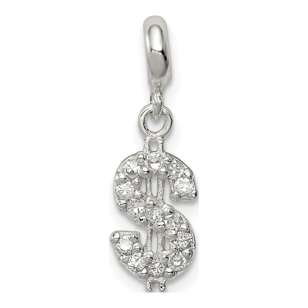 Sterling Silver CZ Dollar Sign Enhancer Pendant