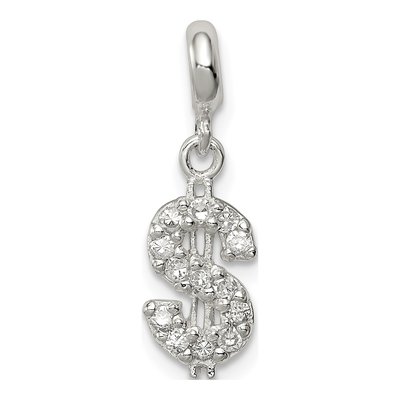 Sterling Silver CZ Dollar Sign Enhancer Pendant