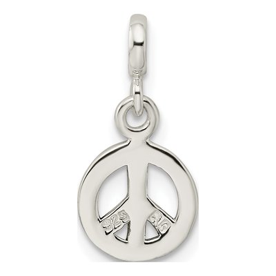 Sterling Silver Enameled Peace Symbol Enhancer Pendant – view 5