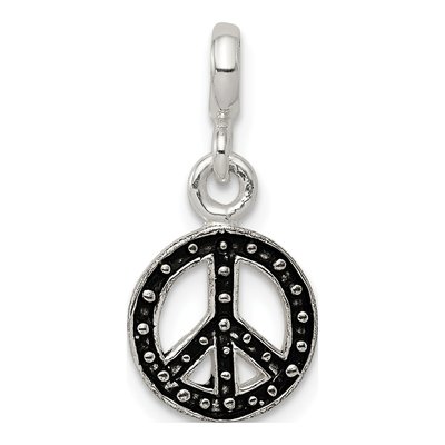 Sterling Silver Enameled Peace Symbol Enhancer Pendant