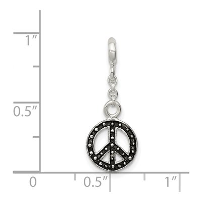 Sterling Silver Enameled Peace Symbol Dangle Charm – view 4