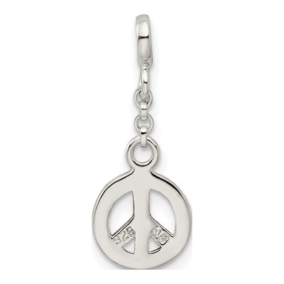 Sterling Silver Enameled Peace Symbol Dangle Charm – view 5