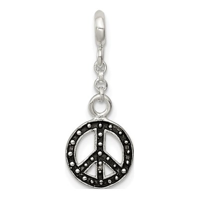 Sterling Silver Enameled Peace Symbol Dangle Charm