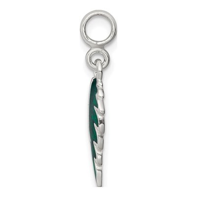 Sterling Silver Green Enamel Leaf Enhancer Pendant – view 3