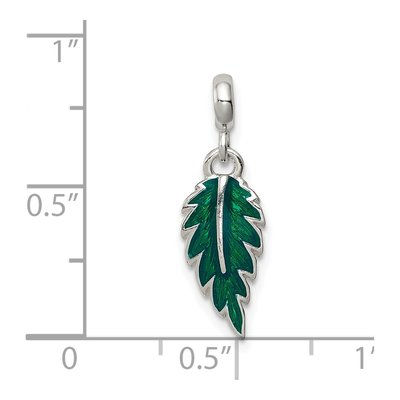 Sterling Silver Green Enamel Leaf Enhancer Pendant – view 4