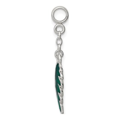 Sterling Silver Green Enamel Leaf Dangle Enhancer Pendant – view 3