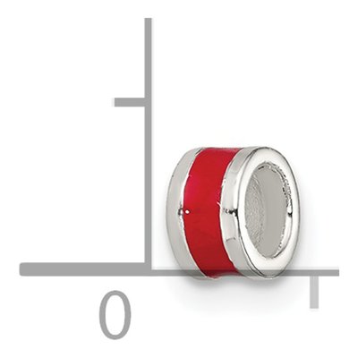 Sterling Silver Red Enamel Spacer Enhancer Bead – view 3