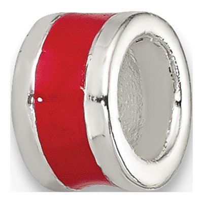 Sterling Silver Red Enamel Spacer Enhancer Bead
