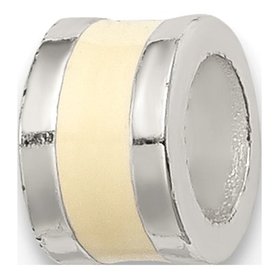 Sterling Silver Cream Enamel Spacer Enhancer Bead