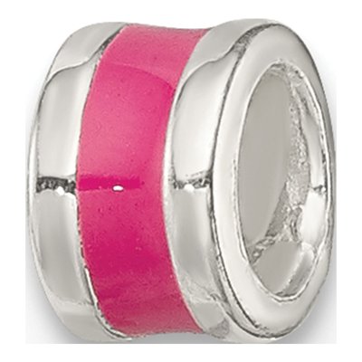 Sterling Silver Hot Pink Enamel Spacer Bead
