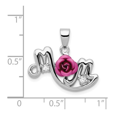 Sterling Silver CZ Aluminum Mom Pendant – view 4