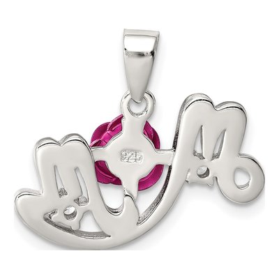 Sterling Silver CZ Aluminum Mom Pendant – view 5