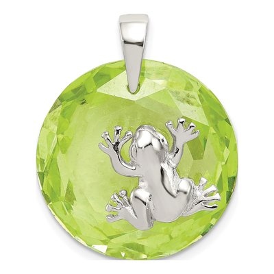 Sterling Silver CZ Frog Pendant
