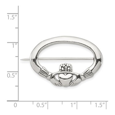 Sterling Silver Antiqued Claddagh Pin Pendant – view 4