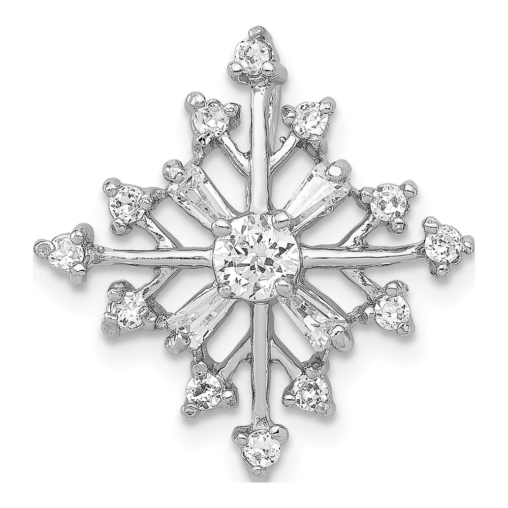 Sterling Silver CZ Snowflake Slide Pendant
