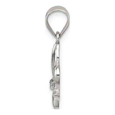 Sterling Silver CZ Fleur de Lis Pendant – view 3
