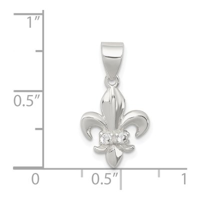 Sterling Silver CZ Fleur de Lis Pendant – view 4