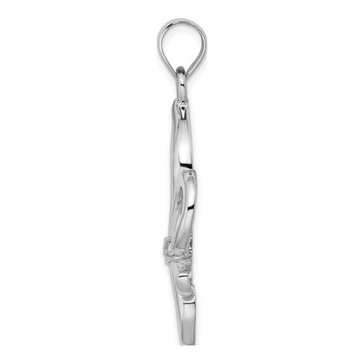 Sterling Silver CZ Fleur de Lis Pendant – view 3