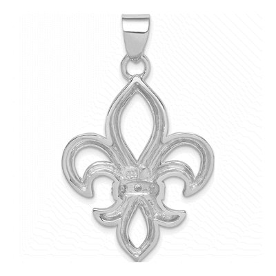 Sterling Silver CZ Fleur de Lis Pendant – view 5