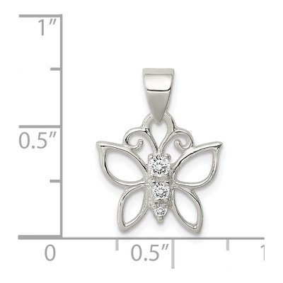 Sterling Silver CZ Butterfly Pendant – view 4