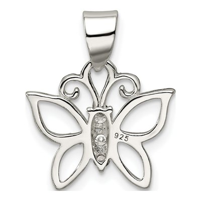 Sterling Silver CZ Butterfly Pendant – view 5