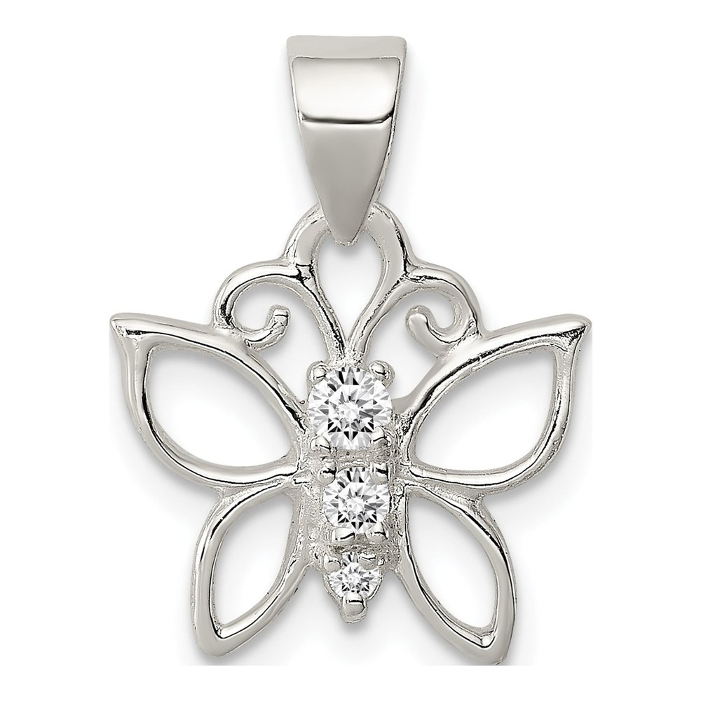Sterling Silver CZ Butterfly Pendant