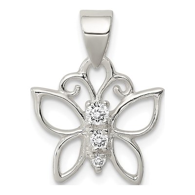 Sterling Silver CZ Butterfly Pendant