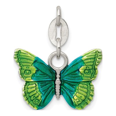 Sterling Silver Enamel Butterfly Pendant