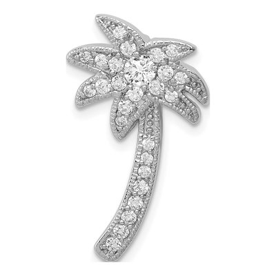 Sterling Silver CZ Palm Tree Slide Pendant