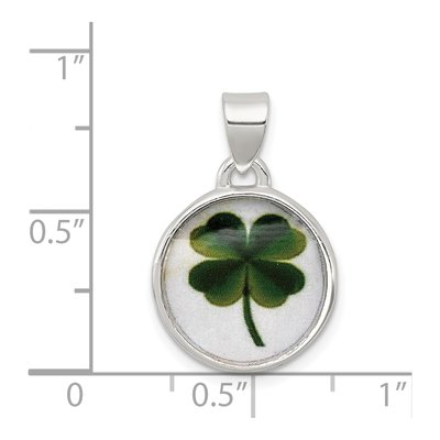 Sterling Silver Leaf Clover Enamel Pendant – view 4