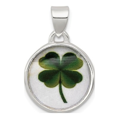 Sterling Silver Leaf Clover Enamel Pendant