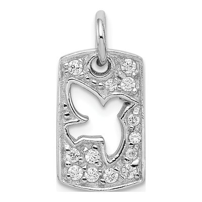 Sterling Silver CZ Peace Dove Pendant