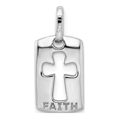 Sterling Silver CZ Open Cross Faith Charm – view 5